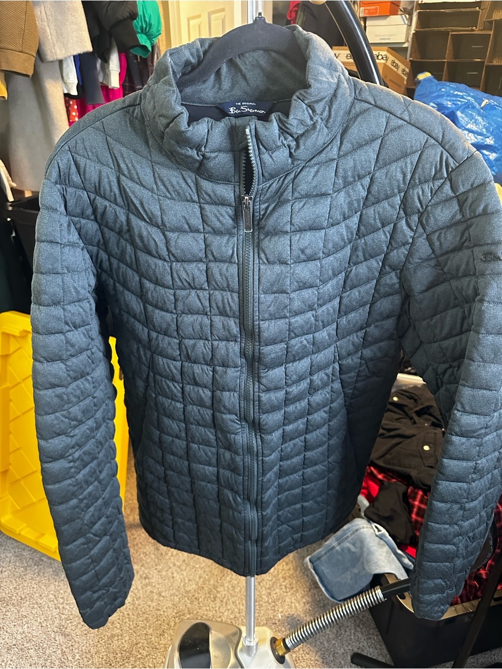 Ben Sherman Men’s Quilted Jacket - Charcoal Gray size L